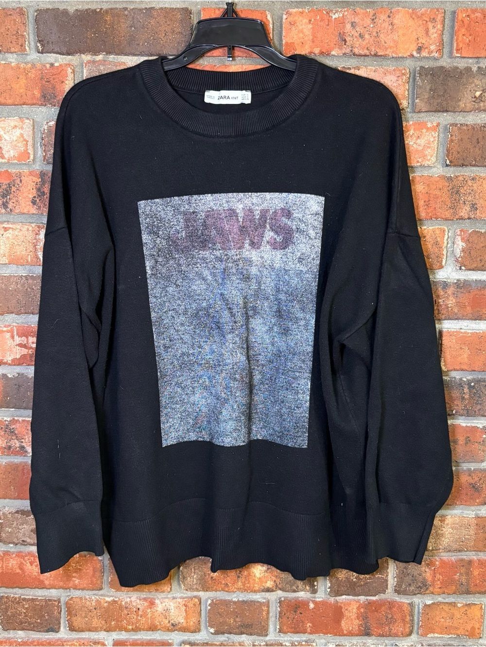 Zara womens Jaws Universal Studios graphic sweater black S